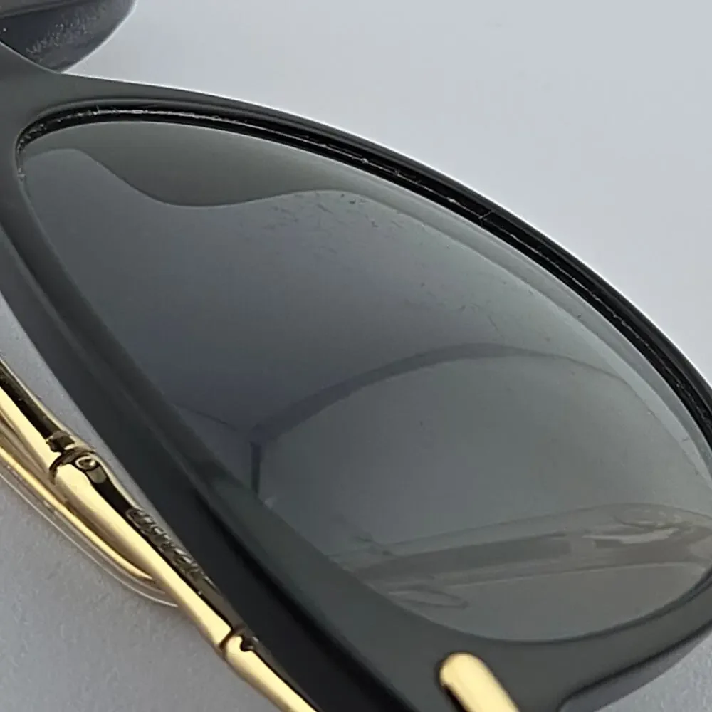 Vintage Gucci Black Cat Eye Frame Bamboo Temple Sunglasses